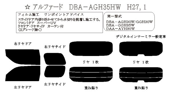 画像1: 【お見積りお客様様専用ページ 】【リアセット+サイドガラス左1面(SWL)】 アルファード 型式: AGH30W/GGH30W/GGH35W/AYH30W 初度登録年月/初度検査年月: H27/1〜R5/6 (1)
