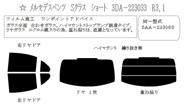 画像1: Sクラス セダン ショート (W223) 型式: 223033/223063 初度登録年月/初度検査年月: R3/1〜 (1)