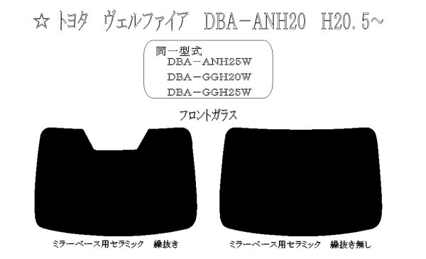 画像1: 【フィルム限定】ヴェルファイア（フロントガラス） 型式: ANH20W/ANH25W/GGH20W/GGH25W/ATH20W 初度登録年月/初度検査年月: H20/5〜H27/1 (1)