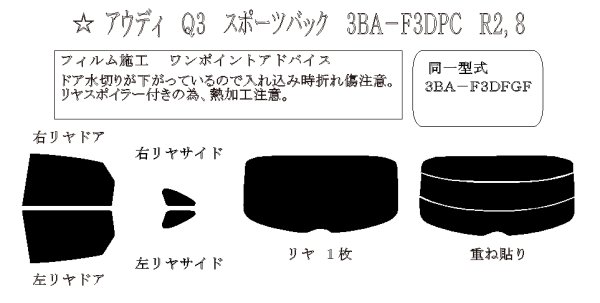 画像1: Q3 スポーツバック 型式: F3DPC/F3DFGF 初度登録年月/初度検査年月: R2/8〜 (1)