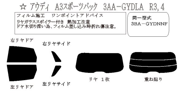 画像1: A3 5ドアスポーツバック 型式: GYDLA/GYDNNF 初度登録年月/初度検査年月: R3/4〜 (1)